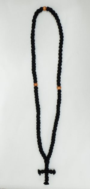 Wool 100-knot prayer rope with beads and no tassel