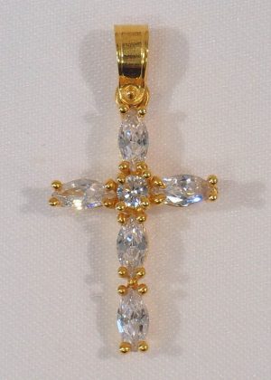 gold cross with precious stones