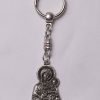 Metallic key chain with the Portaitissa Mother of God, silver color