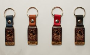 Leather keychain with Portaitissa