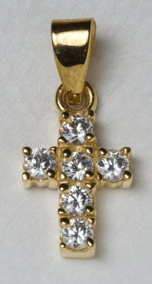 Gold cross with precious stones