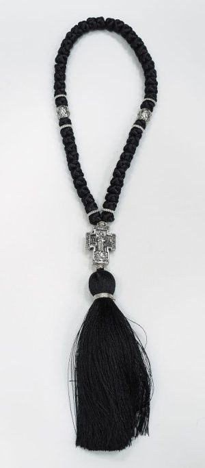 Synthetic 50-knot prayer rope with metallic cross and a tassel